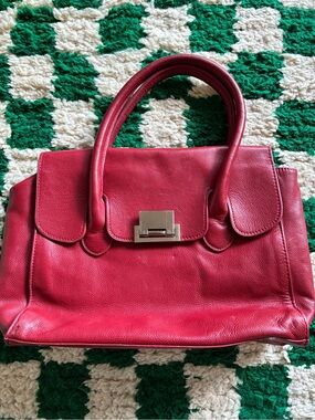 Walter by Walter Baker Red Leather Hingelock Flap Shoulder Bag Purse